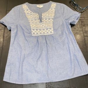 Vineyard Vines Chambray Embroidered Medium Pullover Top Shirt